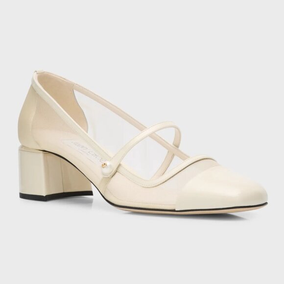 NIB$875 Jimmy Choo Elisa 45 Embellished Patent Leather Mesh Mary Jane Pumps 37 - Picture 2 of 16